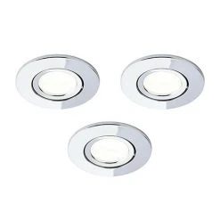 Revive Lighting 3 X Revive IP65 Chrome Round LED Fire-Rated Bathroom Downlights