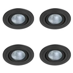 Revive Lighting 4 X Revive IP65 Matt Black Round Tiltable Bathroom Downlights
