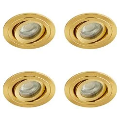 Revive Lighting 4 X Revive IP65 Satin Brass Round Tiltable Bathroom Downlights