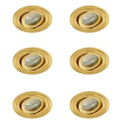Revive Lighting 6 X Revive IP65 Satin Brass Round Tiltable Bathroom Downlights
