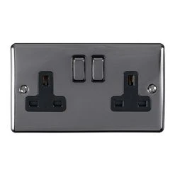 Revive Lighting Revive 2 Gang Plug Socket- Black Nickel