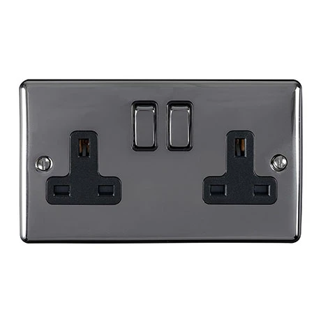 Revive Lighting Revive 2 Gang Plug Socket- Black Nickel 1 Revive Lighting Revive 2 Gang Plug Socket- Black Nickel