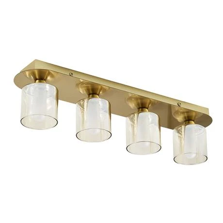 Revive Lighting Revive Satin Brass/Champagne Glass 4-Light Bar Ceiling Light 2 Revive Lighting Revive Satin Brass/Champagne Glass 4-Light Bar Ceiling Light - Image 2
