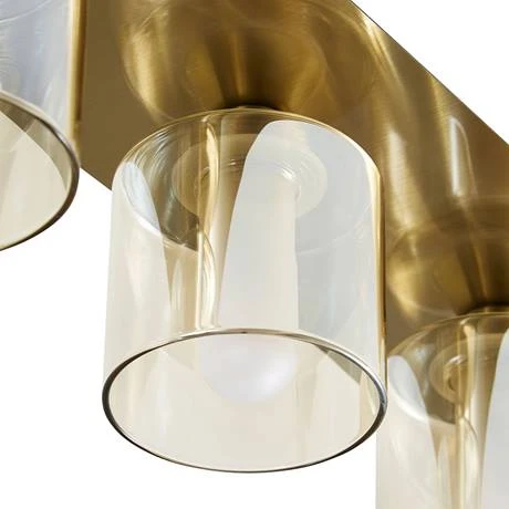 Revive Lighting Revive Satin Brass/Champagne Glass 4-Light Bar Ceiling Light 3 Revive Lighting Revive Satin Brass/Champagne Glass 4-Light Bar Ceiling Light - Image 3