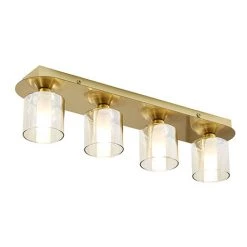 Revive Lighting Revive Satin Brass/Champagne Glass 4-Light Bar Ceiling Light