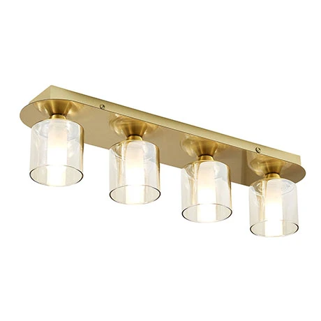 Revive Lighting Revive Satin Brass/Champagne Glass 4-Light Bar Ceiling Light 1 Revive Lighting Revive Satin Brass/Champagne Glass 4-Light Bar Ceiling Light