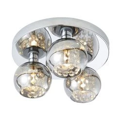 Revive Lighting Revive Chrome/Smoked Glass 3-Light Flush Ceiling Light