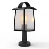 Revive Lighting Revive Outdoor Matt Black Pedestal Light With Seeded Glass Diffuser