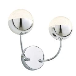 Revive Lighting Revive Chrome 2-Light LED Bathroom Wall Light With Crackle Effect Diffusers