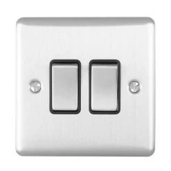 Revive Lighting Revive Twin Light Switch - Satin Steel