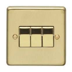 Revive Lighting Revive 3 Gang 2 Way Light Switch - Brushed Brass