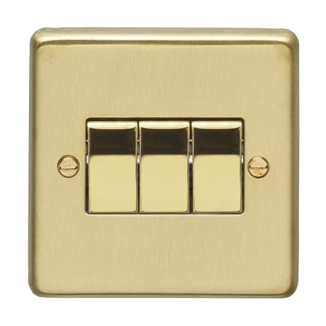 Revive Lighting Revive 3 Gang 2 Way Light Switch - Brushed Brass 1 Revive Lighting Revive 3 Gang 2 Way Light Switch - Brushed Brass