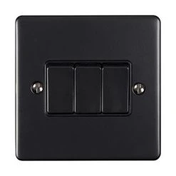 Revive Lighting Revive 3 Gang 2 Way Light Switch - Matt Black
