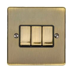 Revive Lighting Revive 3 Gang 2 Way Light Switch - Antique Brass