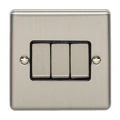 Revive Lighting Revive 3 Gang 2 Way Light Switch - Satin Steel