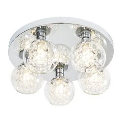Revive Lighting Revive Chrome/Clear Glass 5-Light Flush Ceiling Light