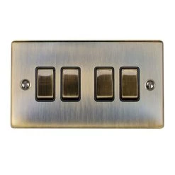 Revive Lighting Revive 4 Gang 2 Way Light Switch - Antique Brass