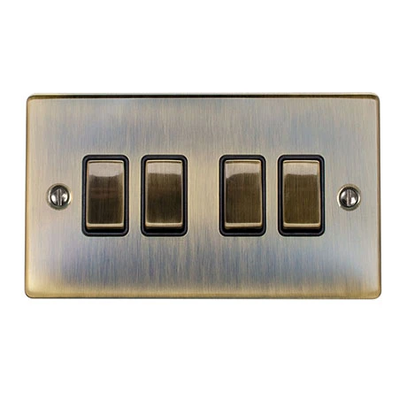 Revive Lighting Revive 4 Gang 2 Way Light Switch - Antique Brass 1 Revive Lighting Revive 4 Gang 2 Way Light Switch - Antique Brass