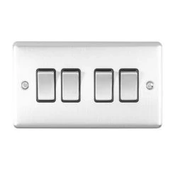 Revive Lighting Revive 4 Gang 2 Way Light Switch - Satin Steel