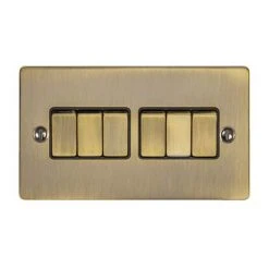 Revive Lighting Revive 6 Gang 2 Way Light Switch - Antique Brass
