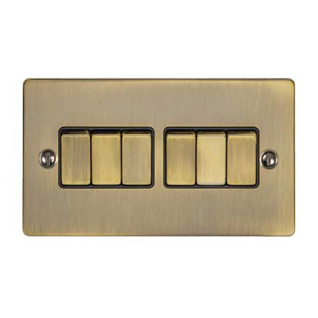 Revive Lighting Revive 6 Gang 2 Way Light Switch - Antique Brass 1 Revive Lighting Revive 6 Gang 2 Way Light Switch - Antique Brass