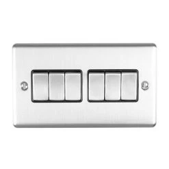 Revive Lighting Revive 6 Gang 2 Way Light Switch - Satin Steel