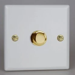 Revive Lighting Revive Single Dimmer Switch - Matt White/Brass