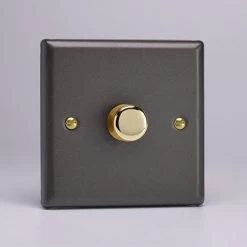 Revive Lighting Revive Single Dimmer Light Switch - Slate Grey/Brass