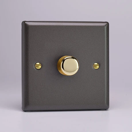 Revive Lighting Revive Single Dimmer Light Switch - Slate Grey/Brass 1 Revive Lighting Revive Single Dimmer Light Switch - Slate Grey/Brass