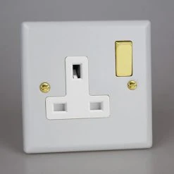 Revive Lighting Revive 1 Gang Switched Socket - Matt White/Brass