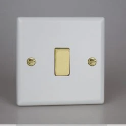 Revive Lighting Revive Single Light Switch - Matt White/Brass