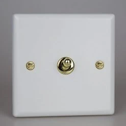 Revive Lighting Revive 1 Gang Toggle Switch - Matt White/Brass