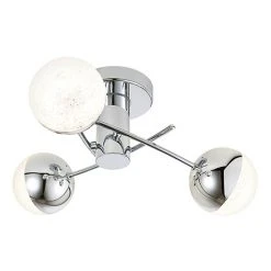 Revive Lighting Revive Chrome 3-Light LED Bathroom Ceiling Light With Crackle Effect Diffusers