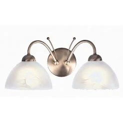 Revive Lighting Revive Antique Brass 2-Light Wall Light With Alabaster Glass Shades