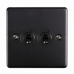 Revive Lighting Revive Twin Toggle Light Switch - Matt Black
