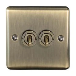 Revive Lighting Revive Twin Toggle Light Switch - Antique Brass