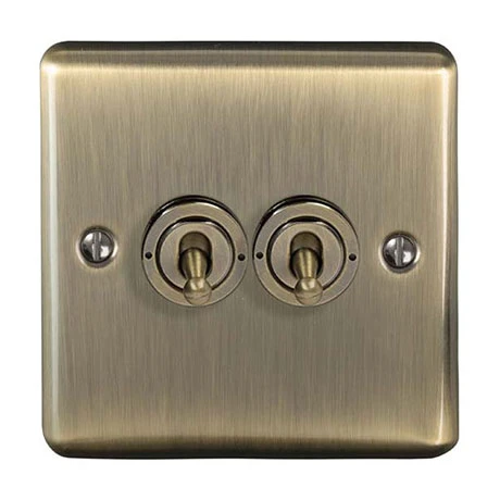 Revive Lighting Revive Twin Toggle Light Switch - Antique Brass 1 Revive Lighting Revive Twin Toggle Light Switch - Antique Brass