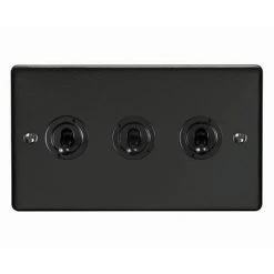 Revive Lighting Revive 3 Gang 2 Way Toggle Light Switch - Matt Black