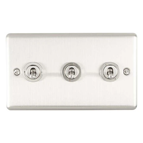Revive Lighting Revive 3 Gang 2 Way Toggle Light Switch - Satin Steel 1 Revive Lighting Revive 3 Gang 2 Way Toggle Light Switch - Satin Steel