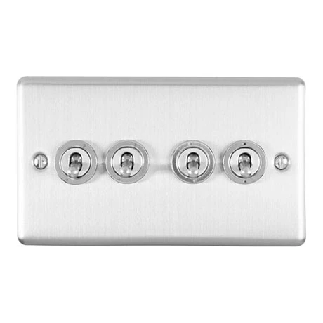 Revive Lighting Revive 4 Gang 2 Way Toggle Light Switch - Satin Steel 1 Revive Lighting Revive 4 Gang 2 Way Toggle Light Switch - Satin Steel