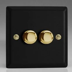 Revive Lighting Revive Twin Dimmer Light Switch - Matt Black/Brass