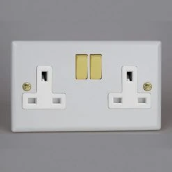 Revive Lighting Revive Twin Plug Socket - Matt White/Brass