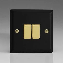 Revive Lighting Revive Twin Light Switch - Matt Black/Brass