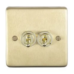 Revive Lighting Revive Twin Toggle Light Switch - Brushed Brass