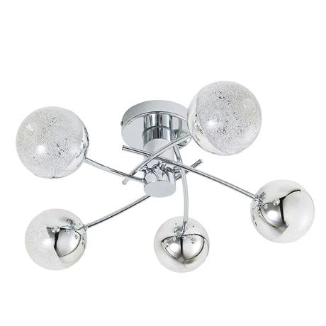 Revive Lighting Revive Chrome 5-Light LED Bathroom Ceiling Light With Crackle Effect Diffusers 2 Revive Lighting Revive Chrome 5-Light LED Bathroom Ceiling Light With Crackle Effect Diffusers - Image 2