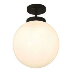 Revive Lighting Revive Matt Black 1 Light Semi-Flush Bathroom Ceiling Light