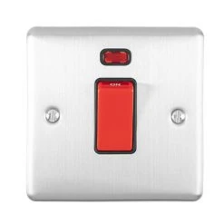 Revive Lighting Revive 45 Amp Switch With Neon Power Indicator - Satin Steel