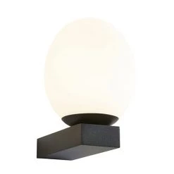Revive Lighting Revive Black LED Bathroom Wall Light With Opal Glass Shade