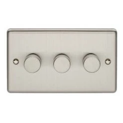 Revive Lighting Revive 3 Gang 2 Way Dimmer Light Switch - Satin Steel