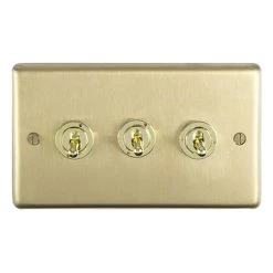 Revive Lighting Revive 3 Gang 2 Way Toggle Light Switch - Brushed Brass